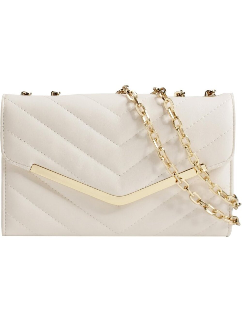 Women's White 1 Clutch Purse Envelope Handbag Detachable Chain for Evening Bag